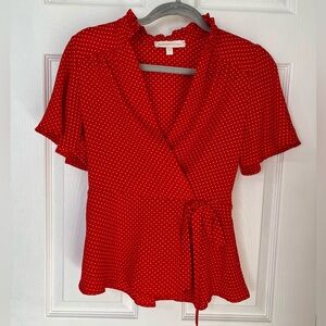 Valentine’s Day ❤️❤️red and white polka dot blouse